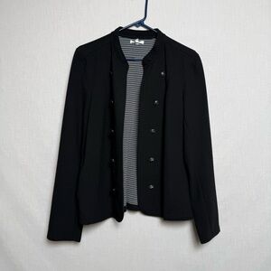 Maurices Blazer Size L Black Metal Buttons Open Front Academia Career Office